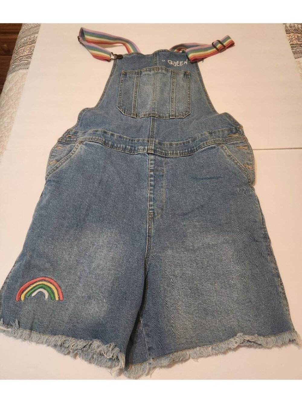 Take Pride Overall Shortall Denim Rainbow Medium Queen